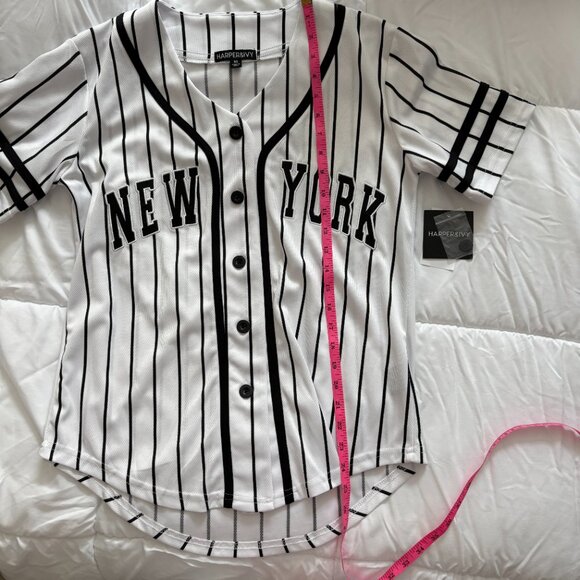 Harper & Ivy New York Pinstripe Baseball Graphic Short Sleeve Tee Size XS New - Picture 6 of 7